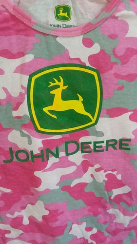JOHN DEERE JSGT015J2Y3 Pink sparkle Camo Long Sleeve T-Shirt sz 10 - Picture 2 of 2