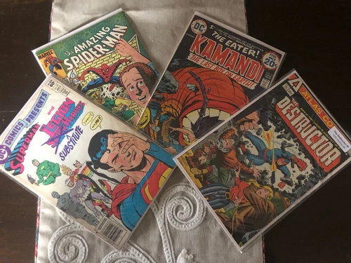Vintage Comic Book Lot Of 4 DC & Marvel Spider-Man Superman.