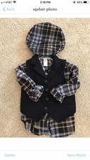 Janie And Jack Plaid Wool Vest Set