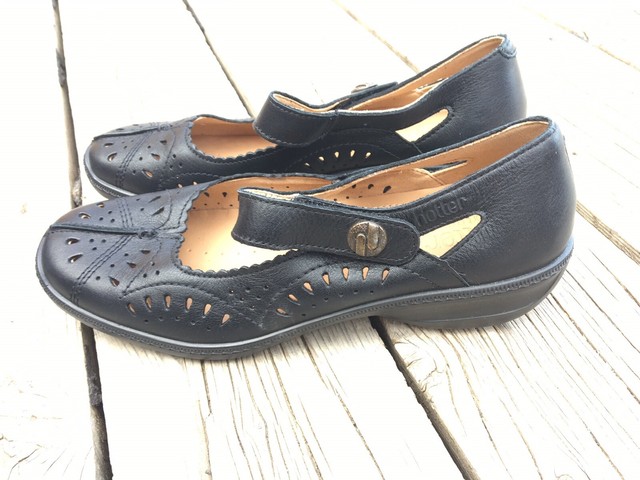 Hotter Chile Black Leather Mary Janes Shoes Laser Cut-Out Wedges Size 9 Womenâs | eBay
