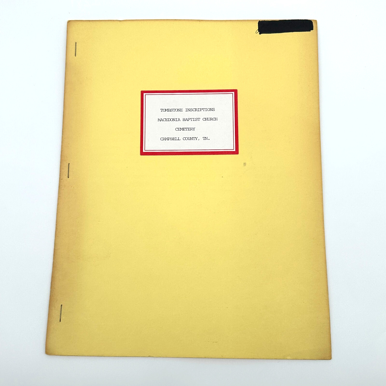 RARE Macedonia Cemetery Book TN 1982 Tombstone Inscriptions Genealogy Hutton