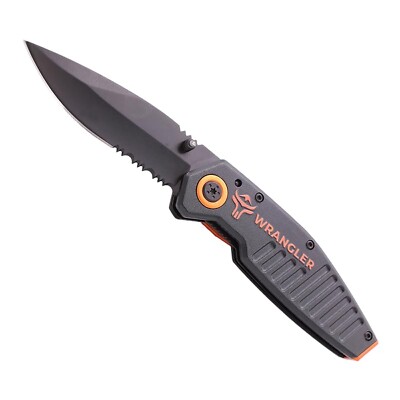 Every Day Carry Camping Pocket Knife - 2.9'' 8Cr13MoV Drop Point Partially Ser...