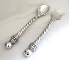 Vintage MARIPOSA Cast Metal Aluminum SALAD SERVERS ~  NEW w/ Tag