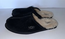 UGG SCUFF SLIPPER MEN'S BLACK SUEDE Wool Inside Slip On SIZE 12