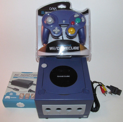 Indigo Nintendo GameCube Console Bundle System w New Purple Controller & Hookups
