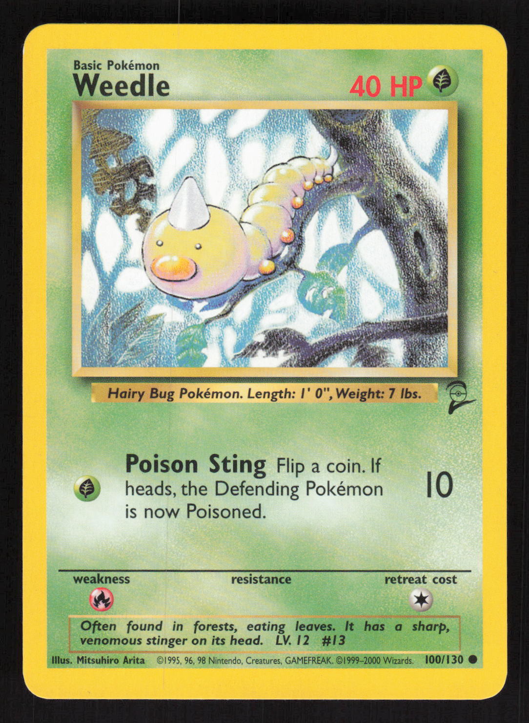 Pokemon Base Set 2 100/130 Weedle Card TCCCX