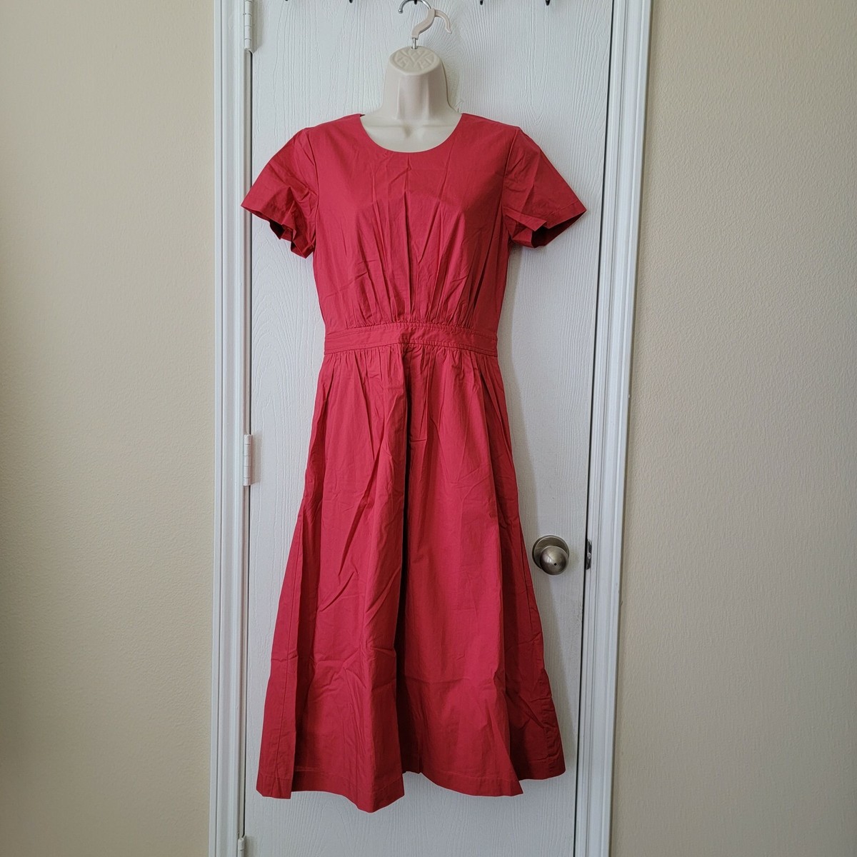 madewell open back midi dress Madewell Crinkle Cotton Sleeveless Open-Back Midi Dress