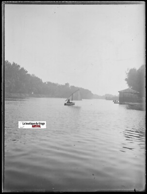 La Garonne, Toulouse, Platte Gläser Foto Antike, Negativ Schwarz & Weiß