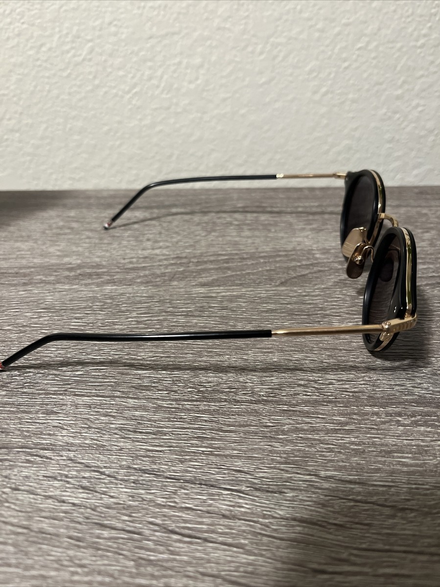 New THOM BROWNE TB-807-C-T-WLT-GLD-45 Sunglasses Gold w/Dark Brown