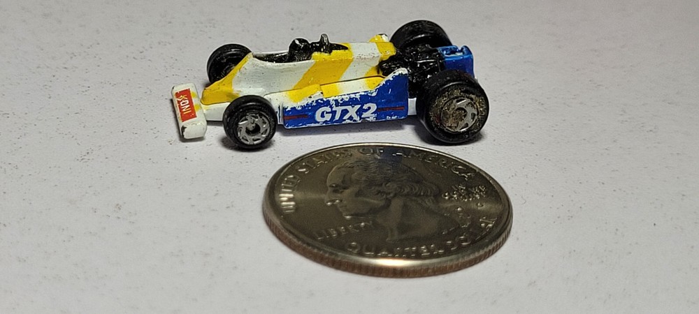 GTX 2 Yellow White Indy Race Car Galoob Micro Machines Rare Vintage
