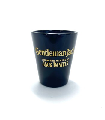 GENTLEMAN JACK  Jack Daniel's Shot Glass black with gold lettering  2 1/4''