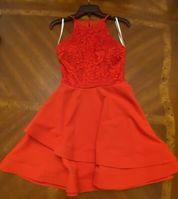 B Darlin Red Lace Sleeveless Dress Double Hem Fit And Flare Size 1/2 MSRP  $79 | eBay