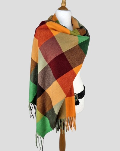 Italy Bella coperta a quadri, sciarpa-sciarpa, lana cashmere arcobaleno, bloc... - Foto 5 di 17