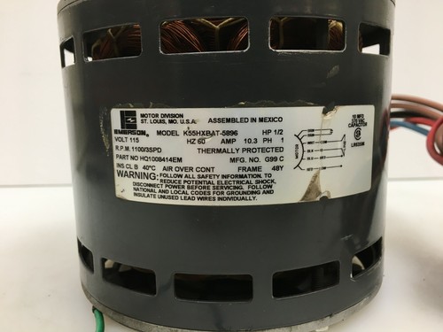 EMERSON K55HXBAT-5896 Blower Motor 1/2HP 1100RPM 3SPD 115V HQ1008414EM #CMB956 - Picture 4 of 5