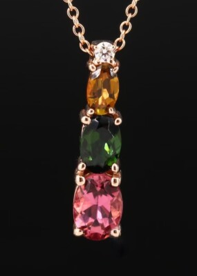 $3750 / NEW / EFFY Watercolors Diamond & Tourmaline Necklace / 14K Gold
