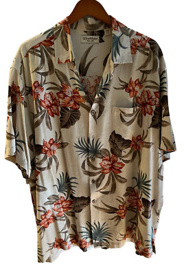 Caribbean Pure Silk Hawaiian Floral Shirt Size 2XB Short Sleeve READ
