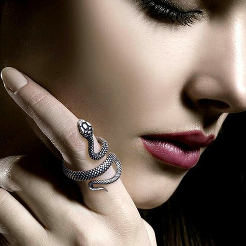 Gun Black Silver Charms King Cobra Snake Ring One Size Fit All、 - Picture 3 of 5