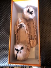 New Kate Spade Camden Dusty Pink Slip On Ballerina Slippers Pom Pom