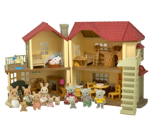 CALICO CRITTERS Luxury Townhome Car 11 Figures House Furniture Light Fire Works - Picture 1 of 22