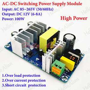 Korea methodologie Afzonderlijk AC-DC Converter 110V 220V 230V to 12V 8A 100W Switching High Power Supply  Board | eBay