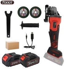 125mm Brushless Cordless Angle Grinder Electric Cutter Tool w/2 Battery &2 Discs