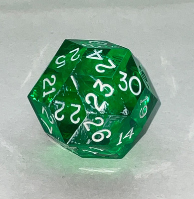 One Vintage Armory? Transparent Green D30 Die RPG AD&D D&D Dice Sharp Edges