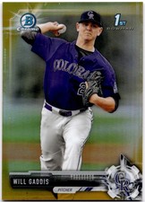 2017 Bowman Draft Will Gaddis #BDC-104 Chrome Gold Refractor #/50 Rockies