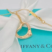 Tiffany & Co. 16mm Open Heart Pendant Gold 3.9g Necklace 16" Elsa Peretti