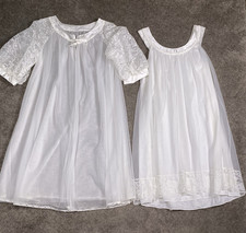 Vintage 50s Vanity Fair Peignoir Set Nightgown And Robe Size Small Lace Trim