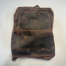 Mens Brown Leather Backpack Zip Closure Adjus...