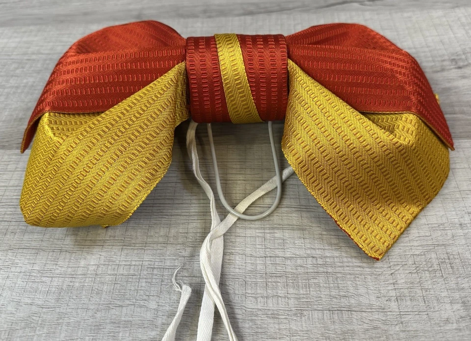 Kimono tradicional japonés Obi arco preatado rojo amarillo vintage para mujer 2 piezas Foto 3 de 4