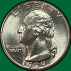 1939 Washington Quarter Silver Brilliant Uncirculated BU Coin #38673
