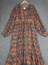 Joanie Victoria Orion Blue Floral Print Balloon Sleeve Midaxi Dress Size 18