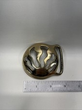 ORIGINAL DUNCAN LAURIE VTG 60s BRASS STUDIO ART BELT BUCKLE ABSTRACT SUN SUNRISE