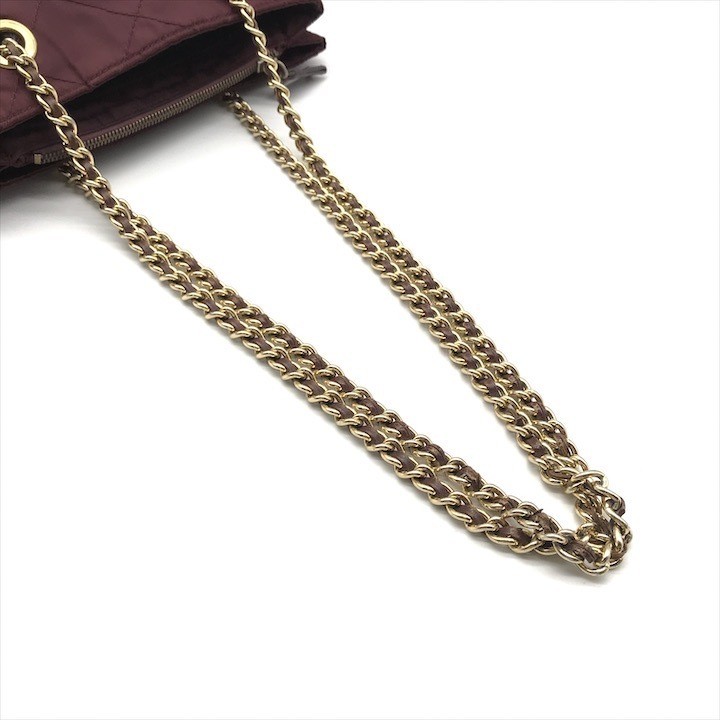 Good Condition PRADA Triangle Logo Tessuto Nylon Chain Shoulder Bag Bordeaux Bra thumbnail 6