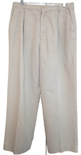 Lands End Womens Beige Khaki Chino Pants Size 14 Regular 100 Cotton Pleated