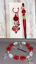 HAND MADE BEAD PEN AND BEAD KEY CHAIN, bracelet-  INK REFILL-