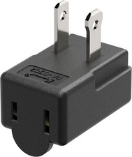 Right Angle Adapter, 2-Prong 90 Degree Downward Angled AC Adapter, Polarized 2-