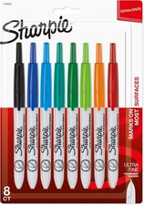 Retractable Permanent Markers, Ultra Fine Point, 8 Count