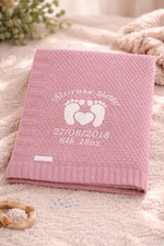 Baby Girls Knitted Blanket FEET DESIGN Newborn Toddler Pram Cot Stroller Blanket