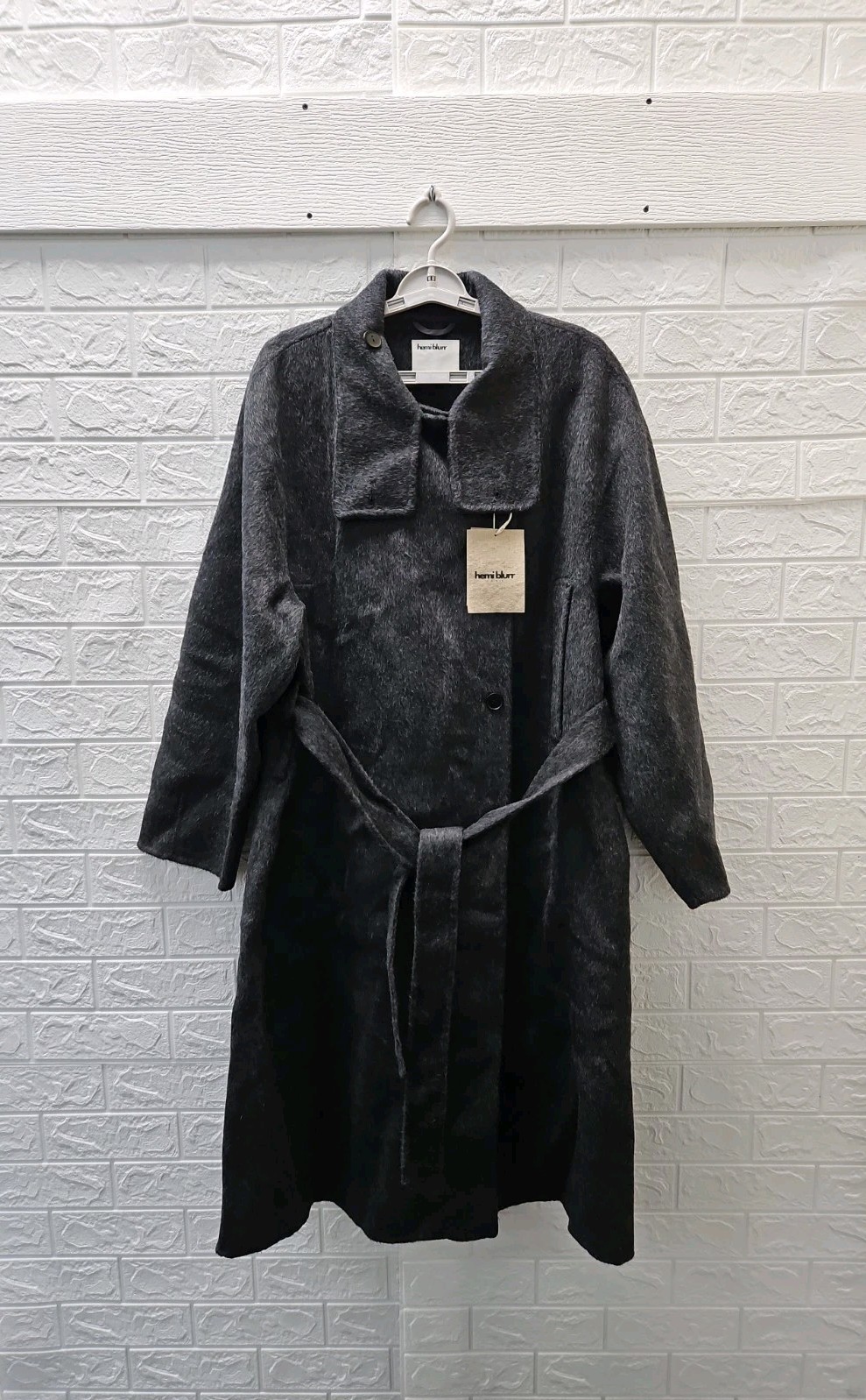 New Hemi Blurr Women's Corvian Wool Stand Collar Coat Dark Gray Sz M