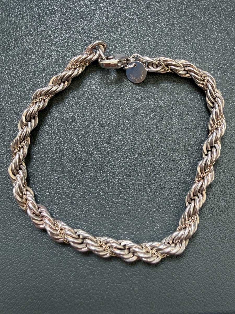 アクセサリー Tiffany Vintage Silver Rope Bracelet Tiffany & Co. 925 Sterling Silver & 18kt 750 rope Bracelet 7in