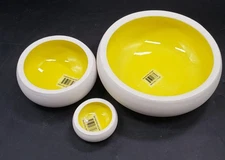 Lot Of 3 Sizes Ceramic Dishes Snack Trinkets Yellow