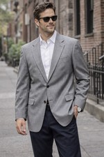 RALPH LAUREN Lauren Gray Houndstooth Men's Blazer 42L Single-Breasted 2-Button