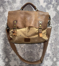 Vintage Canvas Leather Messenger Bag Crossbody Laptop Satchel Briefcase Brown