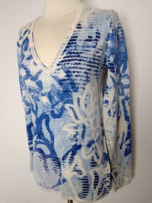 Wie neu ! Luxus Damen Pullover Pulli blau 30% Kaschmir NICE CONNECTION Gr.40