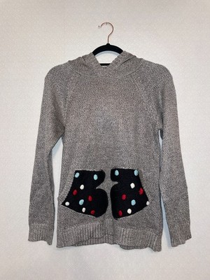 Ein grauer Modcloth-Strick-Weihnachtshoodie mit Taschen, Größe S