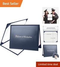 Durable Navy Leatherette Diploma Cover with Foam Padding - Ideal for Graduation!