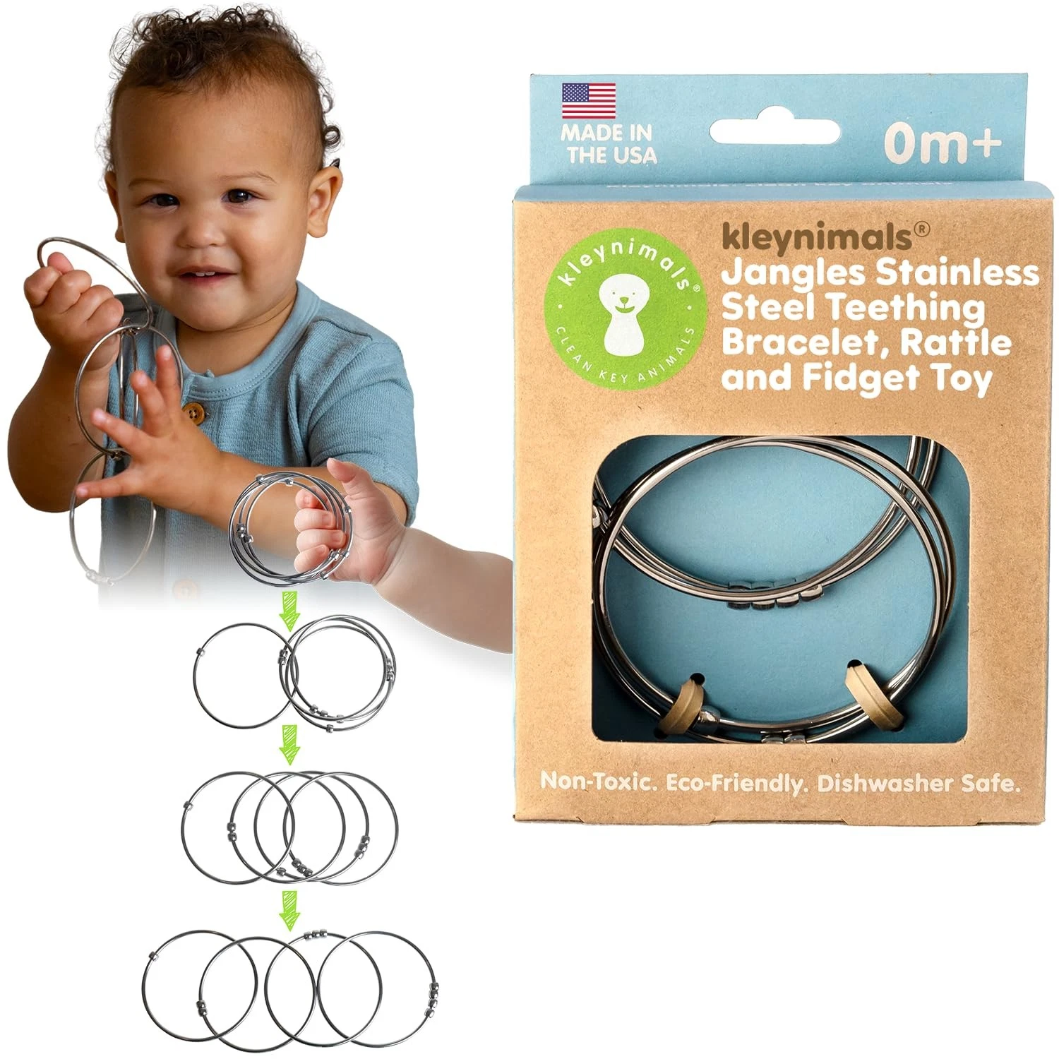 Jangles Made in USA Stainless Steel Baby Rattle, Teether, Teething Bracelet ...
Opens in a new windo