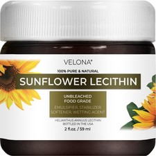 Pure Liquid Sunflower Lecithin by Velona - 2 Fl Oz  Food Grade  Unbleached